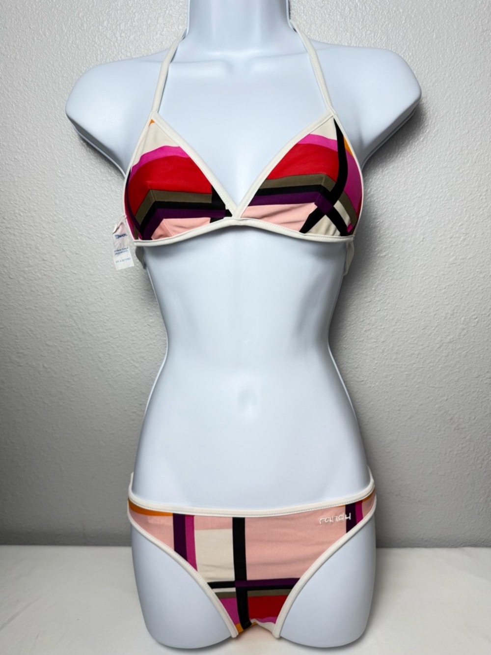 Randy Bikini Set Red Plaid Halter 2PC EU 36